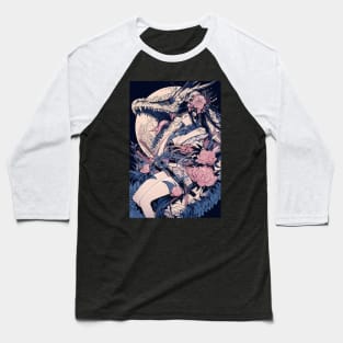 Geisha and Dragon 7817 Baseball T-Shirt